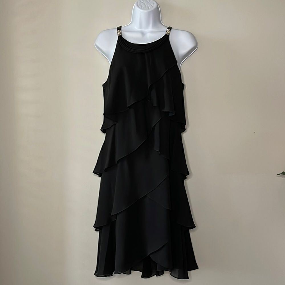 S.L. Fashions Tiered Little Black Dress size 10